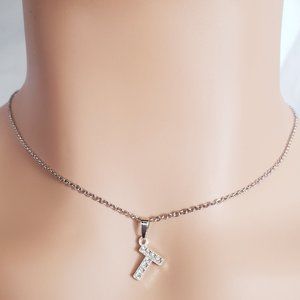 Initial T Silver Necklace